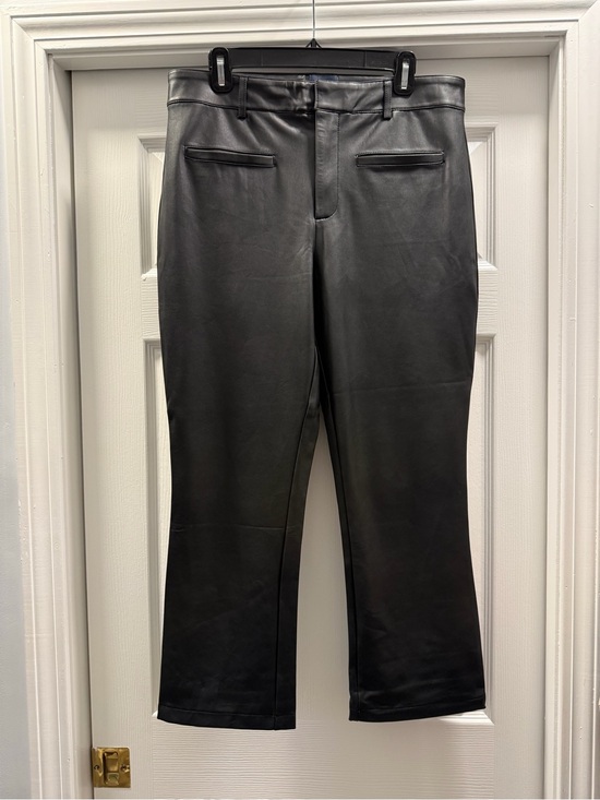Maeve Pants - Maeve Black Faux Leather Kick Crop Pants - 31